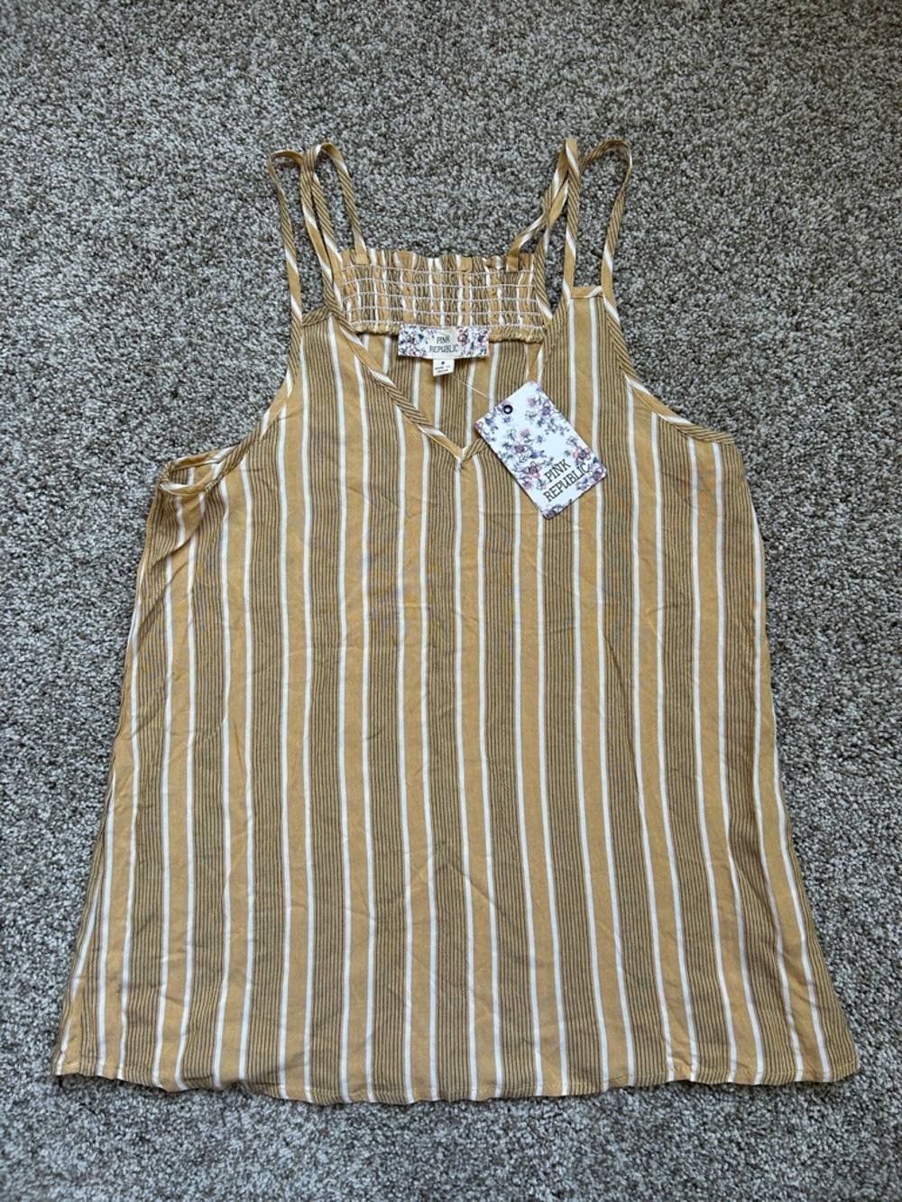 NWT Pink Republic Boho Mustard and White Cami - Small